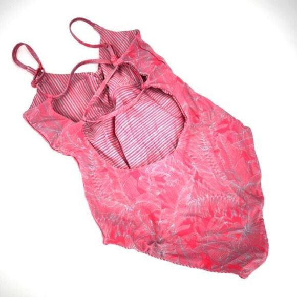 prAna Women’s Jess One-Piece Swimsuit Tropical Pink Teal Strappy stripes medium - Picture 8 of 13